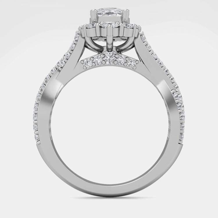 Pre Owned 14K Double Twist Halo Lab Grown Diamonds Bridal Ring (2 Ctw 1 Oval Cut Ctr) US 7