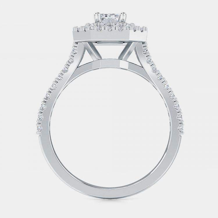 Pre Owned 14K Double Halo Lab Grown Diamonds Bridal Ring (1.25 Ct 5/8 Ctr) US 7