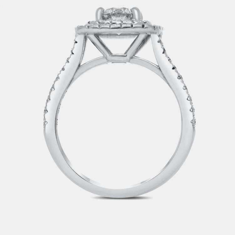 Pre Owned 14K Double Halo Lab Grown Diamonds Bridal Ring US 7