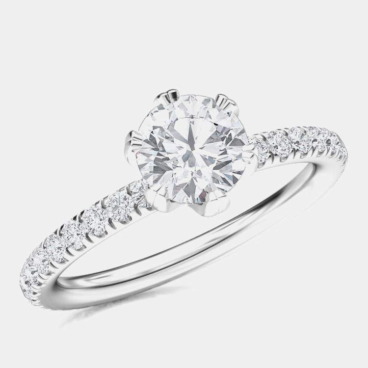 Pre Owned Six Prong Solitaire Lab Grown Diamonds Bridal Ring US 7