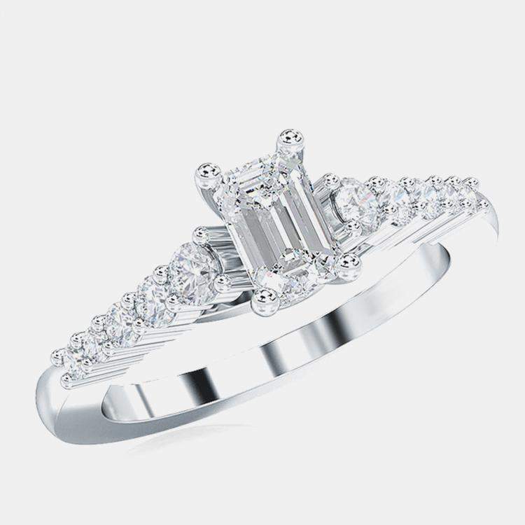 Pre Owned 14K 1Ctw Ec Solitaire With Lab Grown Diamonds Bridal Ring (5/8 Ctr) US 7