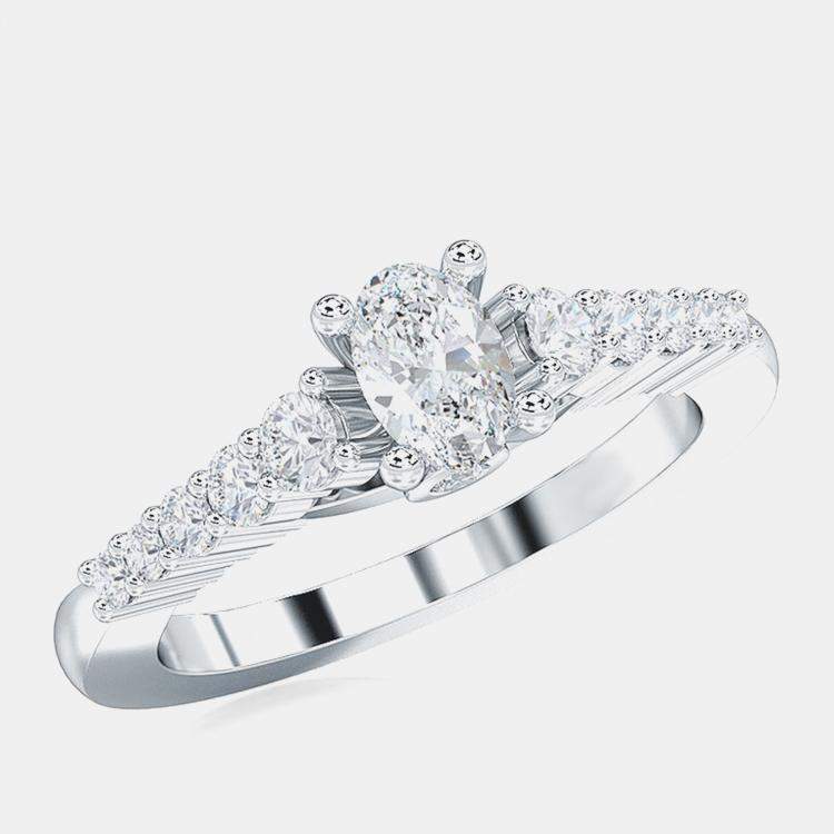 Pre Owned 14K Oval Cutal Solitaire With Lab Grown Diamonds Bridal Ring US 7