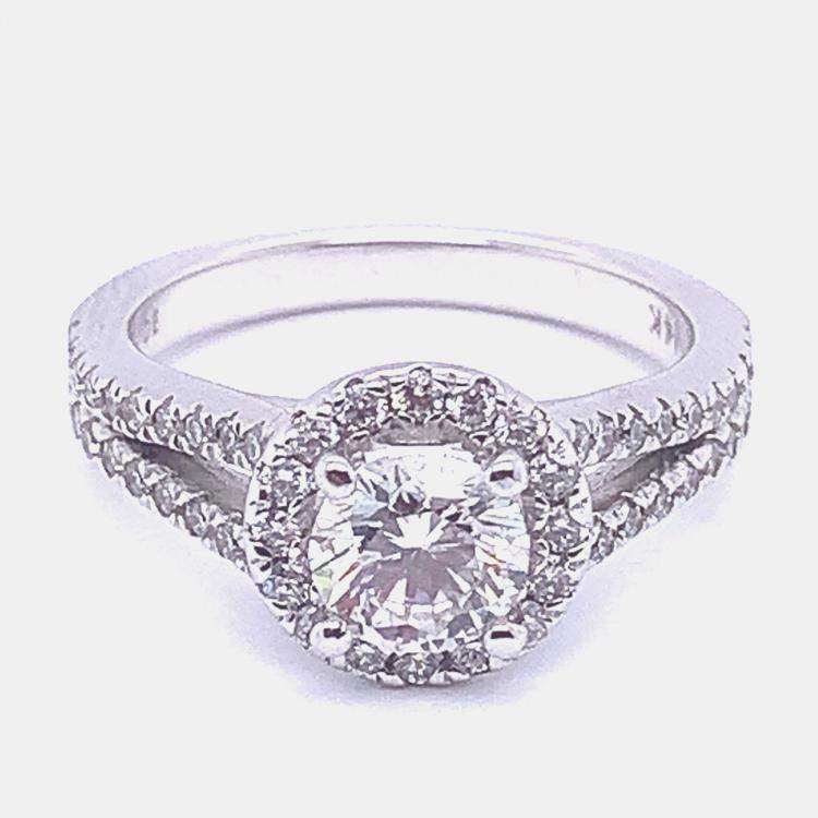 Pre Owned 1.50Ct Halo Lab Grown Diamonds Engagement Bridal Ring US 7