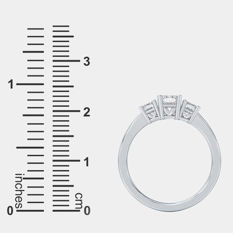 Pre Owned 14K Three Stone Lab Grown Diamonds Ring (1Ctw) US 7