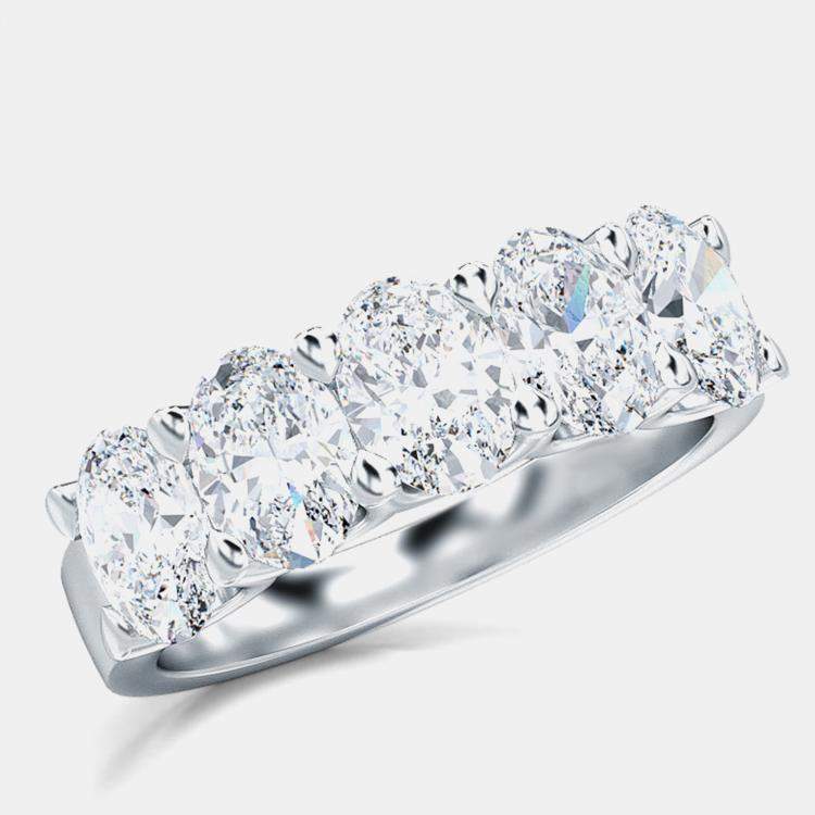 Pre Owned 5 Lab Grown Diamonds Emerald Cut Set Straight Band (2 Ctw) US 7