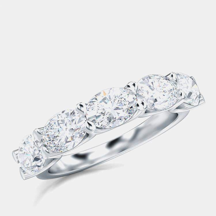 Pre Owned Oval Cut 5 Lab Grown Diamonds Sideways Band (1 Ctw) US 7