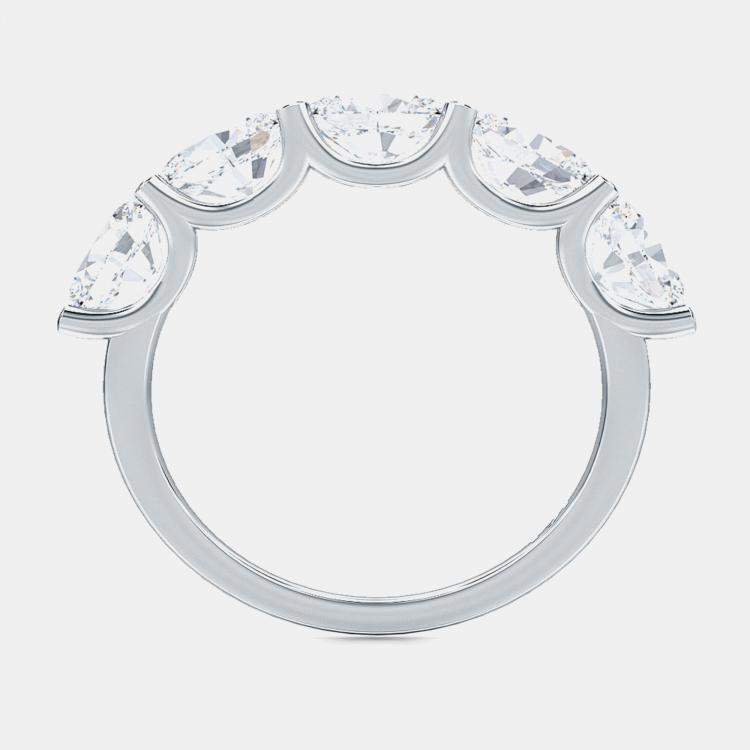 Pre Owned Oval Cut 5 Lab Grown Diamonds Set Sideways Band (2 Ctw) US 7