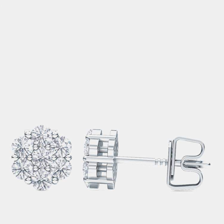 Pre Owned 7 Stone Cluster Lab Grown Diamonds Earrings (1 1/2 Ctw)