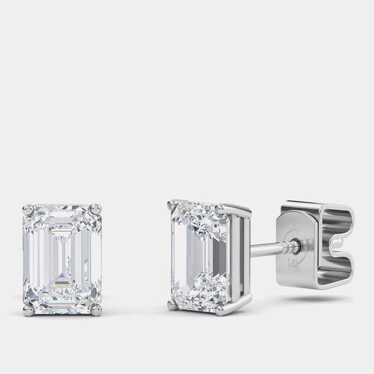 Pre Owned 14K Solitaire Lab Grown Diamonds Earrings (1 Ctw)