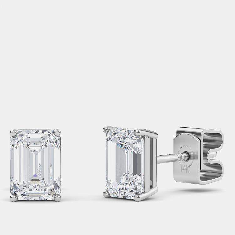 Pre Owned 14K Solitaire Lab Grown Diamonds Earrings (1 1/2 Ctw)