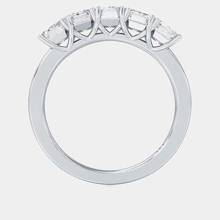 Pre Owned 5 Lab Grown Diamonds Emeral cut Set Straight Band (2 Ctw) US 7