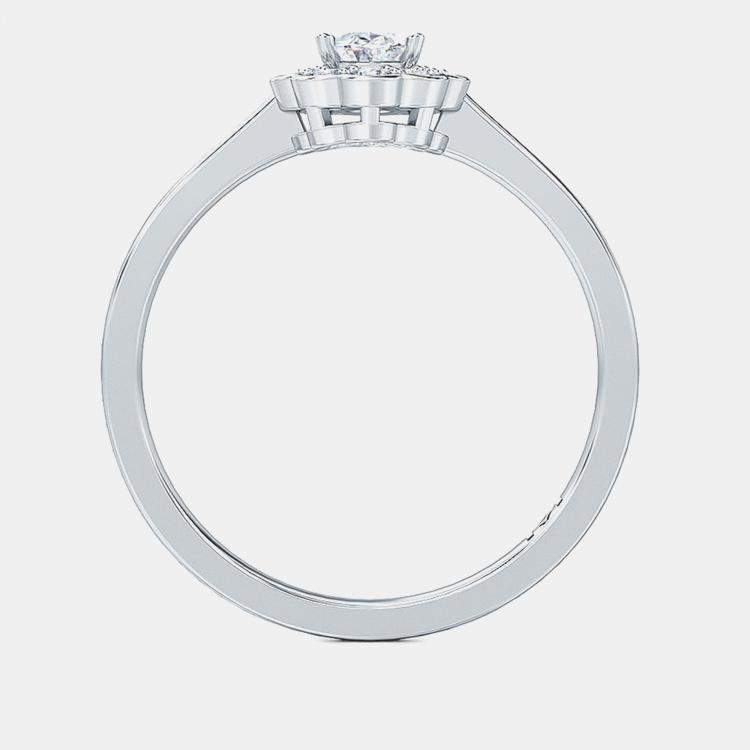 Pre Owned 14K Halo Oval Cut Lab Grown Diamonds Bridal Ring (1 Ctw) US 7