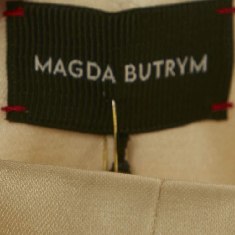 Pre Owned Magda Butrym Black/Cream Silk Blend Belgrade Mini Dress M