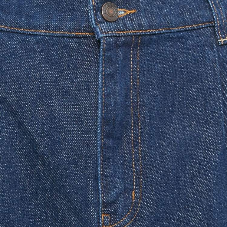 Pre Owned Magda Butrym Navy Blue Denim Midi Skirt M