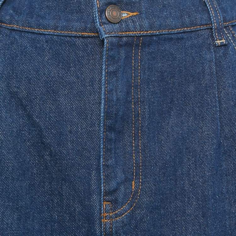 Pre Owned Magda Butrym Navy Blue Denim Midi Skirt M