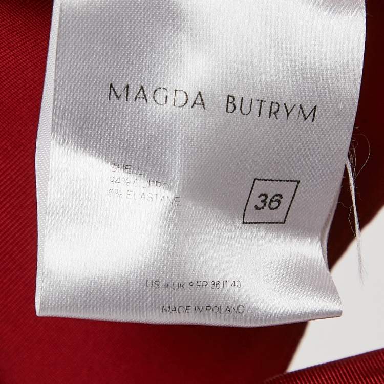 Pre Owned Magda Butrym Red Rosette Floral-Detail Jersey Halter Neck Maxi Dress S