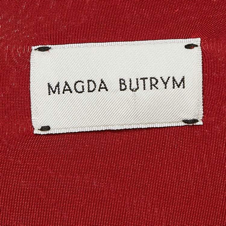 Pre Owned Magda Butrym Red Rosette Floral-Detail Jersey Halter Neck Maxi Dress S