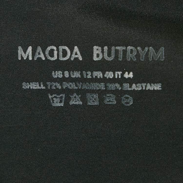 Pre Owned Magda Butrym Black Floral Applique Jersey Drape Mini Skirt M