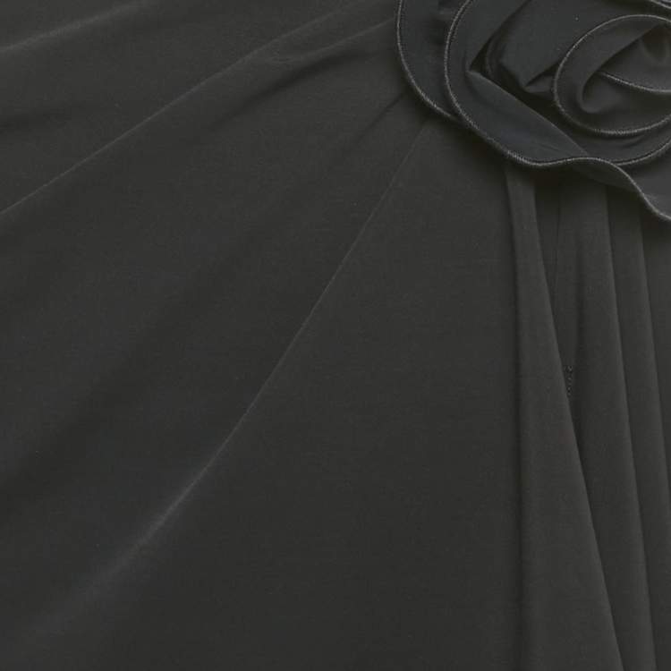Pre Owned Magda Butrym Black Floral Applique Jersey Drape Mini Skirt M