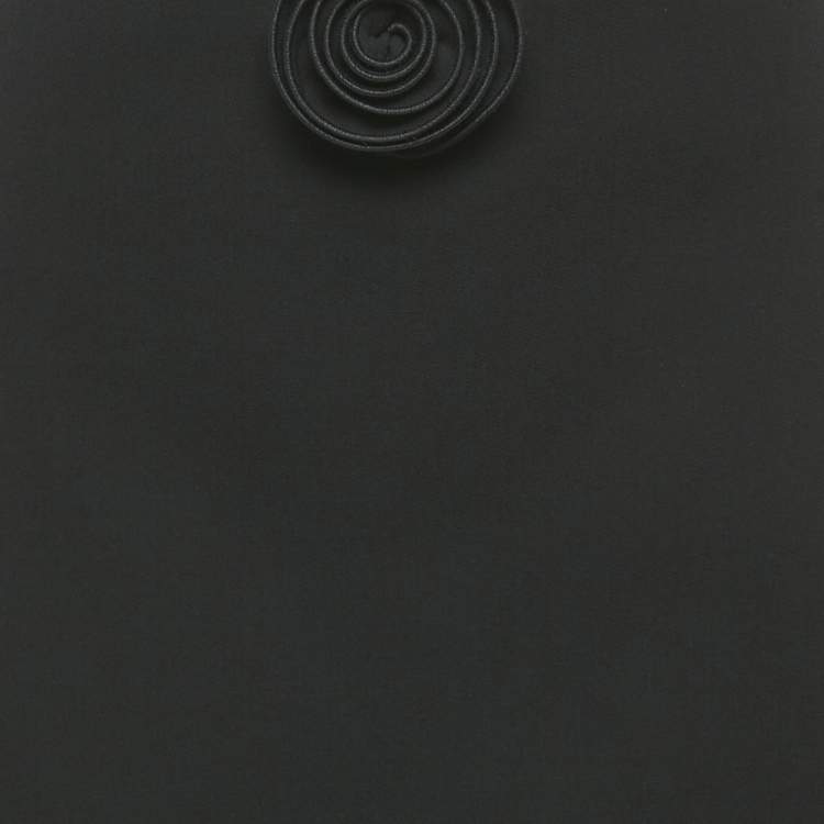 Pre Owned Magda Butrym Black Flower Applique Wool Cut -Out Mini Dress L