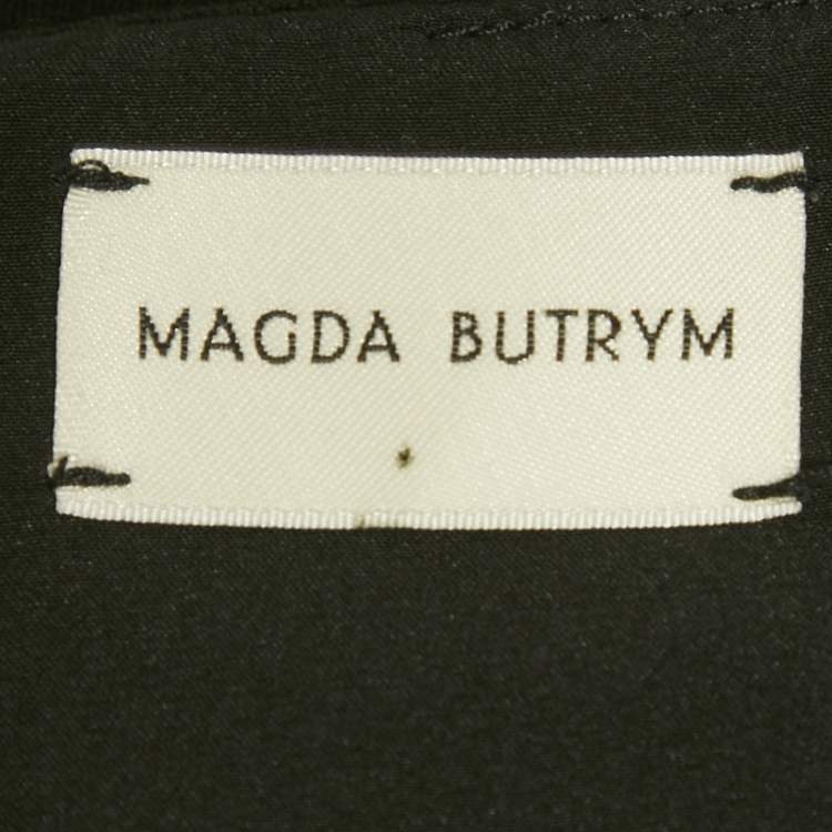 Pre Owned Magda Butrym Black Flower Applique Wool Cut -Out Mini Dress L
