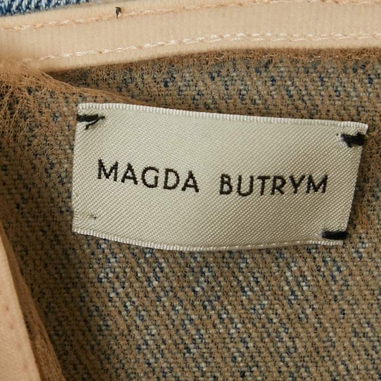 Pre Owned Magda Butrym Blue Denim Strapless Mini Dress S