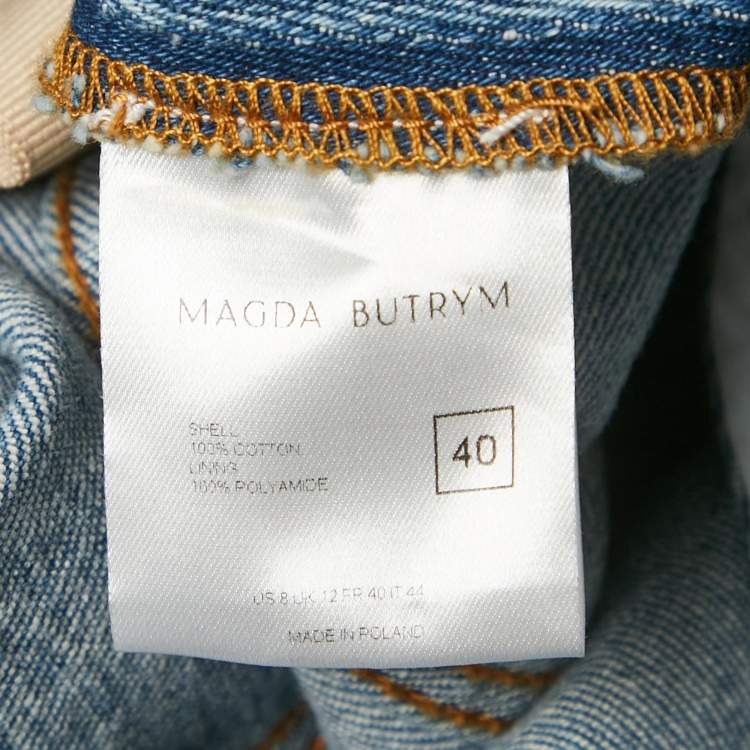 Pre Owned Magda Butrym Blue Denim Strapless Mini Dress S