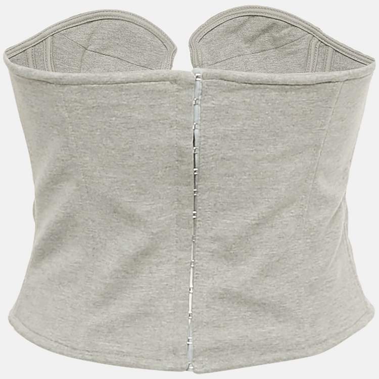 مملوكة مسبقًا Magda Butrym Grey Cotton Blend Strapless Bustier Top S 