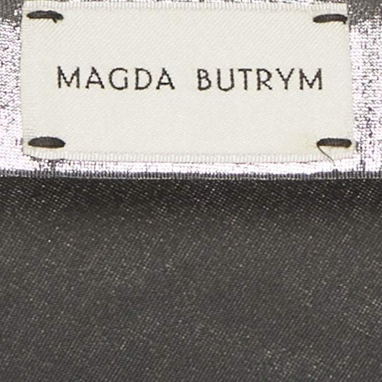 Pre Owned Magda Butrym Metallic Lurex Jersey Asymmetric Mini Skirt S