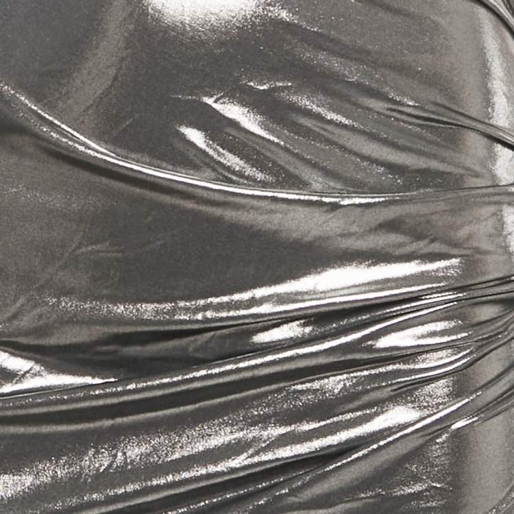 Pre Owned Magda Butrym Metallic Lurex Jersey Asymmetric Mini Skirt S