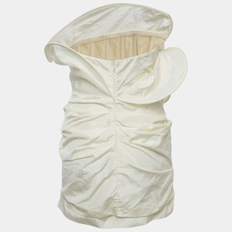 مملوكة مسبقًا Magda Butrym White Silk Structured Detail Corset Mini Dress S