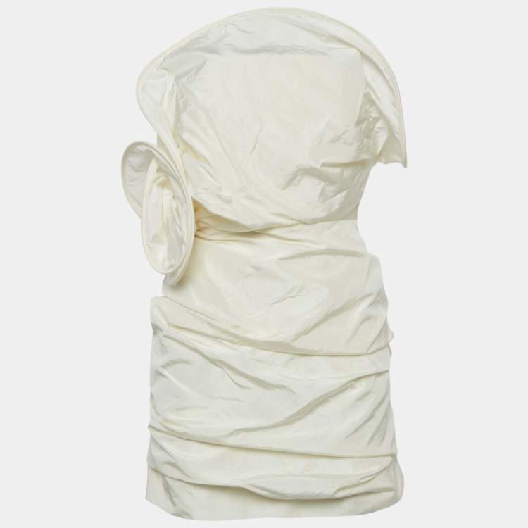 مملوكة مسبقًا Magda Butrym White Silk Structured Detail Corset Mini Dress S