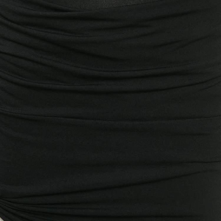 مملوكة مسبقًا Magda Butrym Black Stretch Jersey Rose Applique Mini Dress S