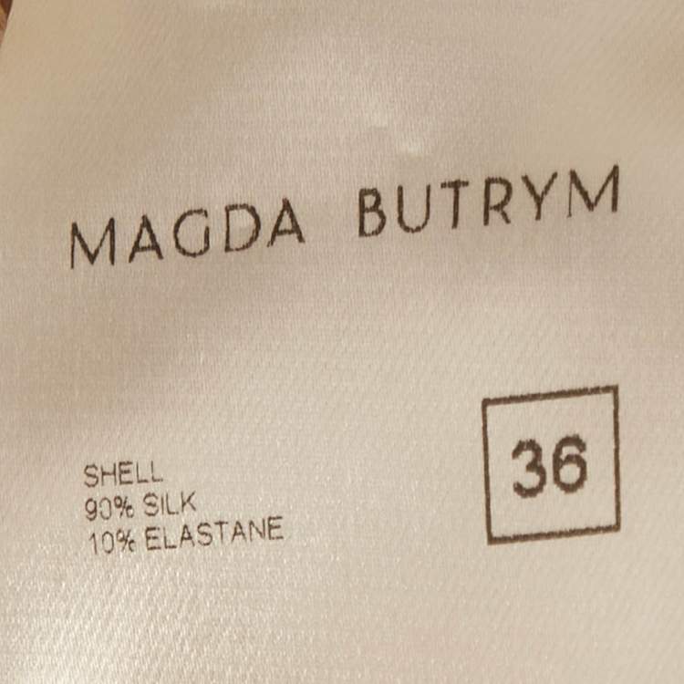 Pre Owned Magda Butrym Beige Silk Floral Applique Ruche Mini Dress S