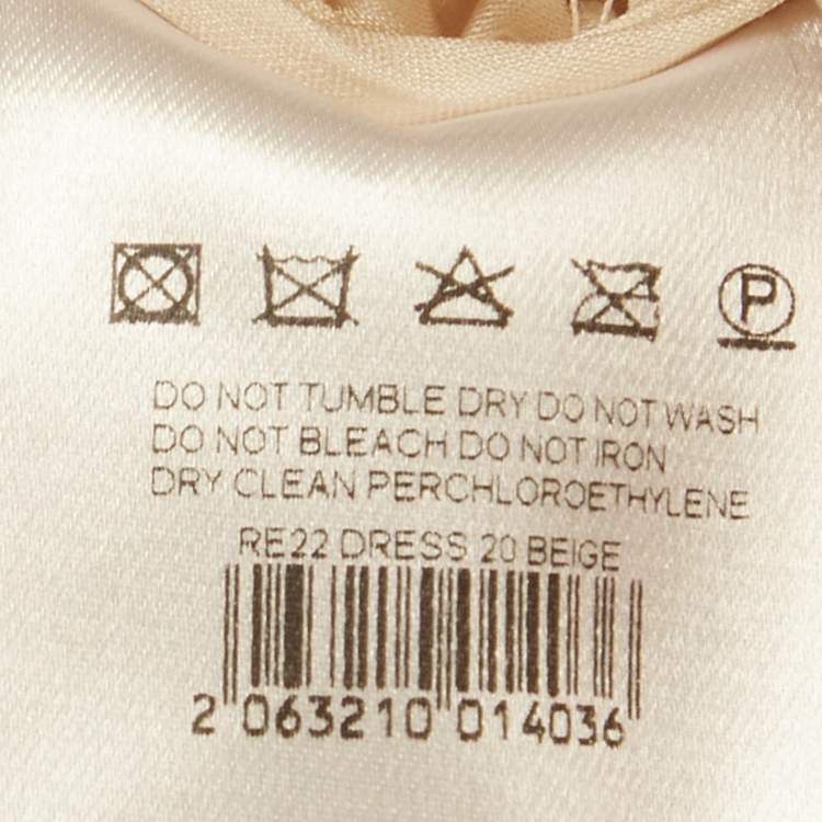 Pre Owned Magda Butrym Beige Silk Floral Applique Ruche Mini Dress S