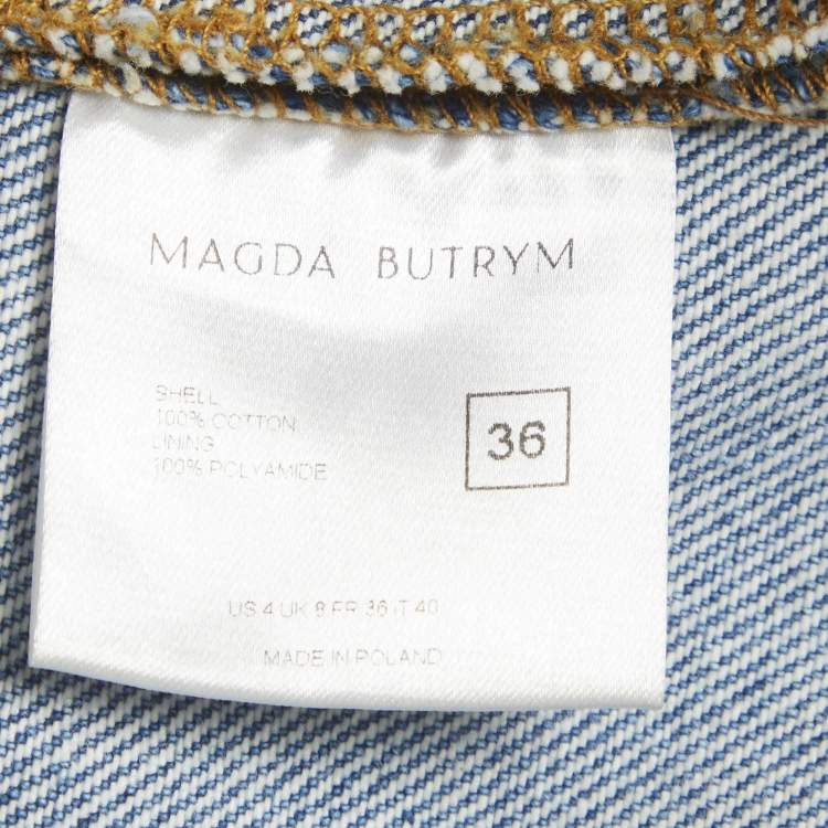 Pre Owned Magda Butrym Blue Denim Corset Tank Top & Strapless Mini Dress Set S