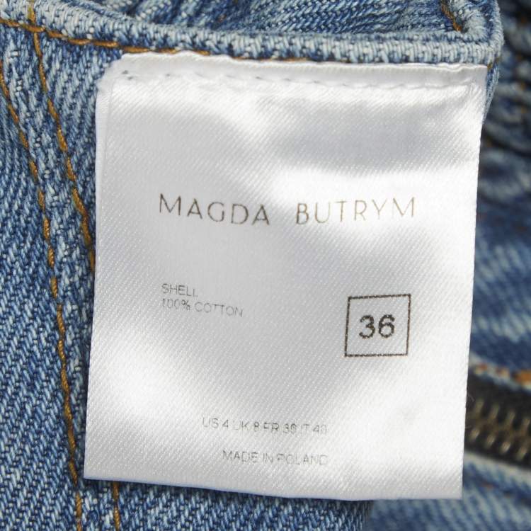 Pre Owned Magda Butrym Blue Denim Corset Tank Top & Strapless Mini Dress Set S