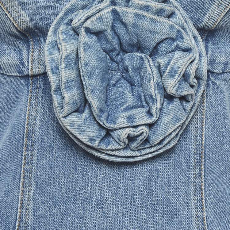 Pre Owned Magda Butrym Blue Denim Corset Tank Top & Strapless Mini Dress Set S