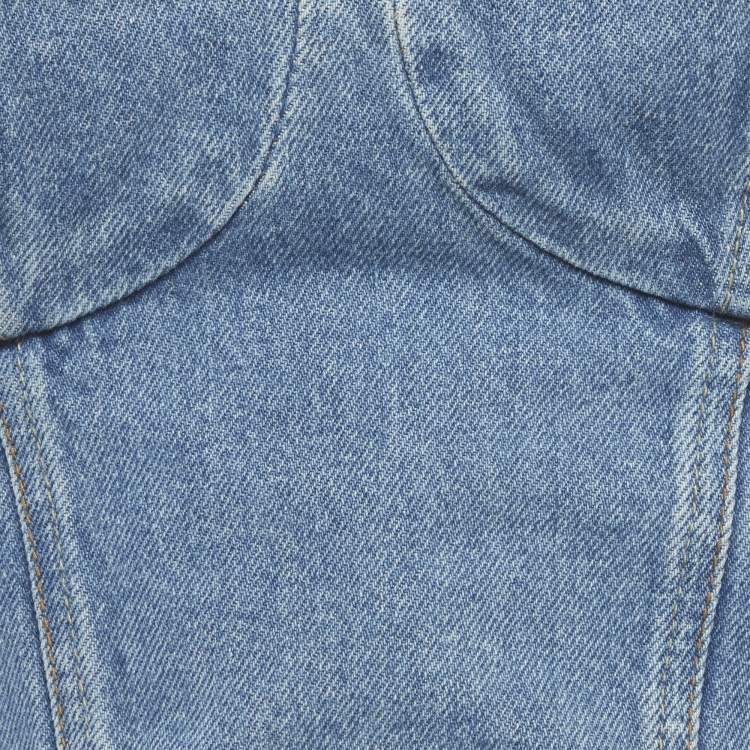 Pre Owned Magda Butrym Blue Denim Corset Tank Top & Strapless Mini Dress Set S