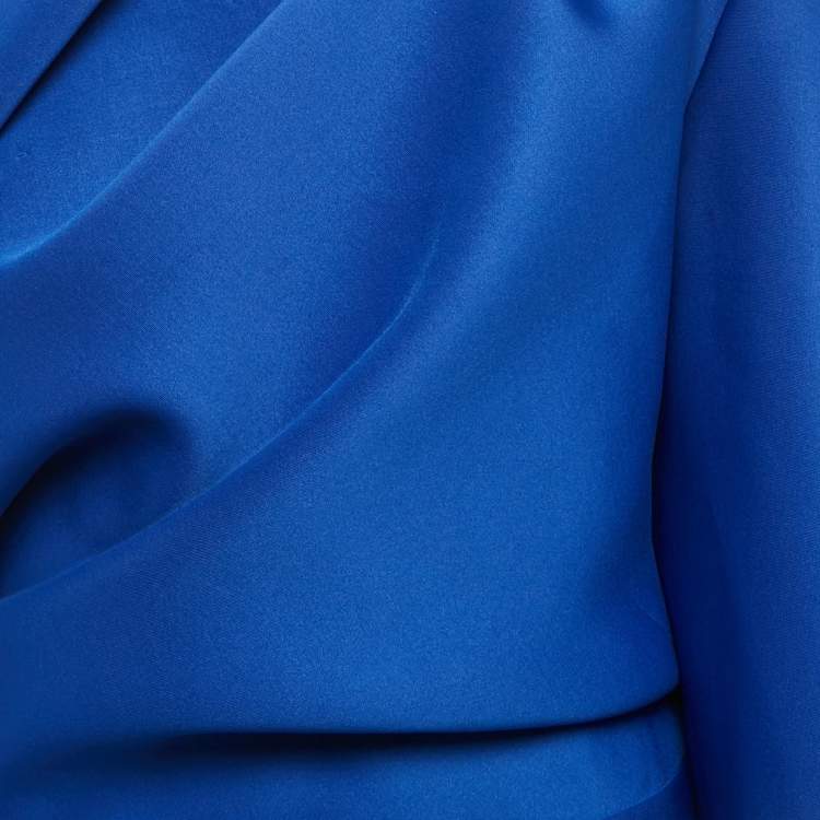 Pre Owned Maison De La Sirena Royal Blue Jersey Draped One-Shoulder Midi Dress S
