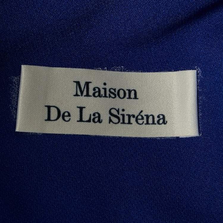 Pre Owned Maison De La Sirena Royal Blue Jersey Draped One-Shoulder Midi Dress S