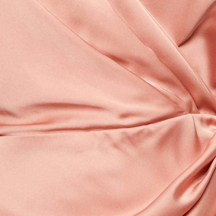 Pre Owned  Maison d'Angelann Pink Satin Ruffled Wrap Long Dress M