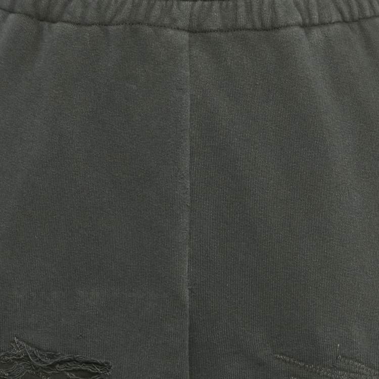 Pre Owned Maison Martin Margiela Grey Cotton Distressed Raw Hem Track Pants XS