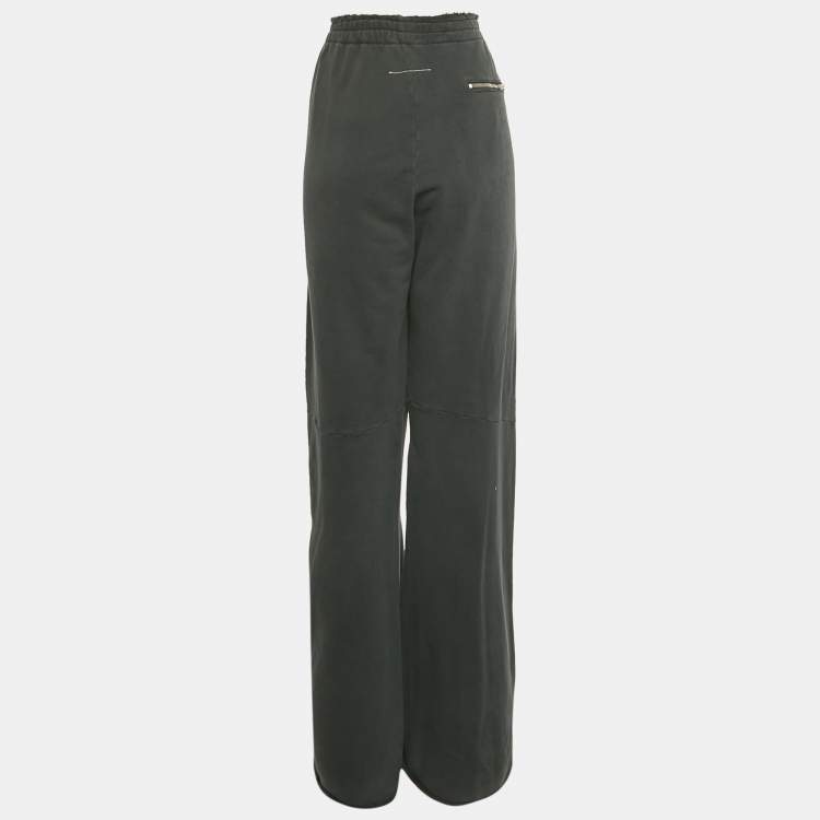 Pre Owned Maison Martin Margiela Grey Cotton Distressed Raw Hem Track Pants XS