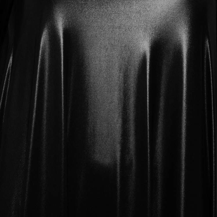 Pre Owned Maison Martin Margiela Black Metallic Knit Turtleneck Flared Maxi Dress S  