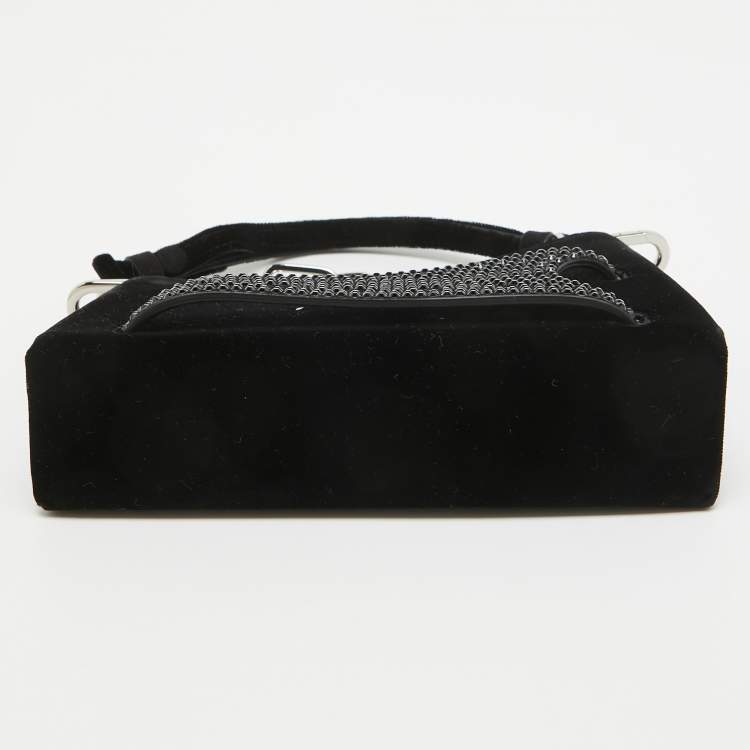 مملوكة مسبقًا Maison Margiela Black Velvet Micro Embellished Snatched Hobo