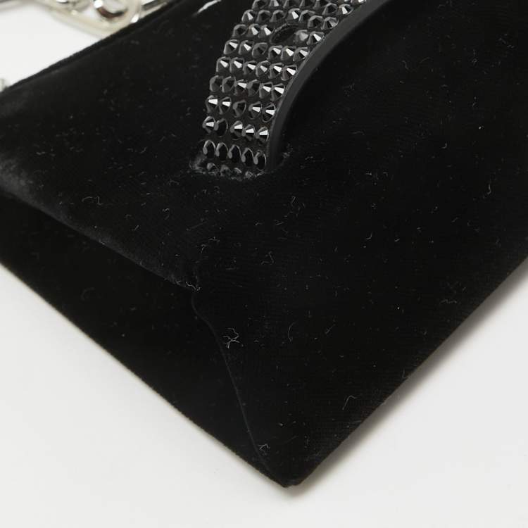 مملوكة مسبقًا Maison Margiela Black Velvet Micro Embellished Snatched Hobo