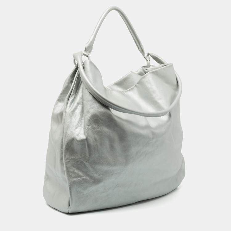 Pre Owned Maison Martin Margiela Silver Leather Shoulder Bag