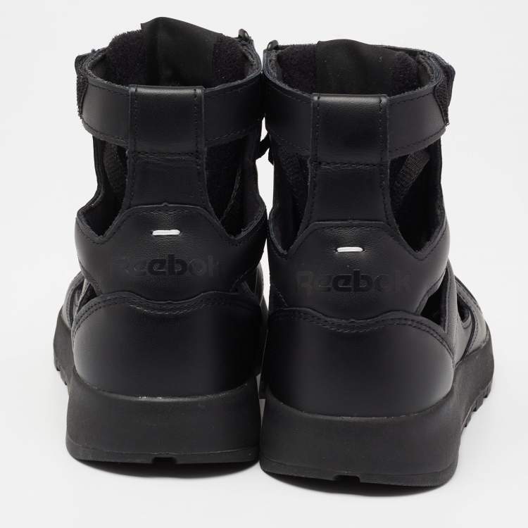 Pre Owned Maison Martin Margiela X Reebok Black Leather Tabi High Top Sneakers Size 39