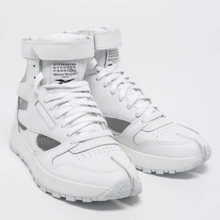 Pre Owned Maison Martin Margiela Reebok White Leather Tabi High Top Sneakers Size 39